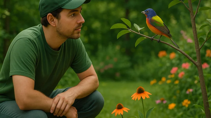 Editorial visual illustrating A Backyard Bird Identifier That Works Without a Field Guide