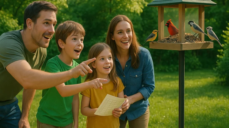 Editorial visual illustrating A Family Birding Workflow: Getting Kids to Identify Ten Species in a Weekend