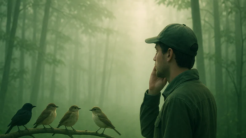 Editorial visual illustrating Bird ID Without Internet: What Works Offline and What Quietly Fails