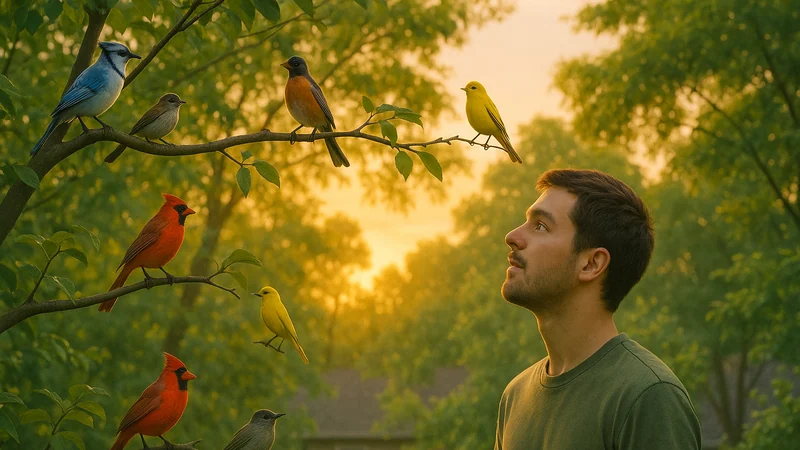 Editorial visual illustrating Birding for Beginners Without Buying Anything: A Starter Field Guide