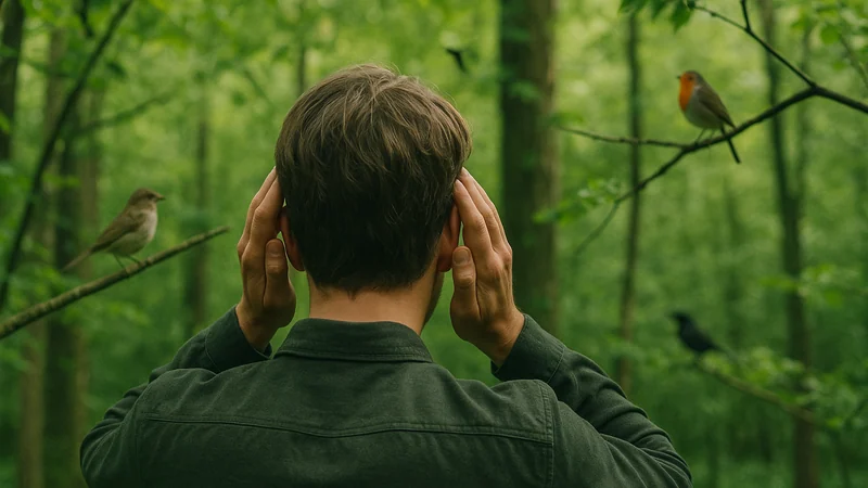 Editorial visual illustrating Which Bird Is Singing? How Sound Recognition Reads a Call