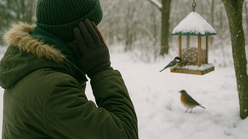 Editorial visual illustrating Winter Birds by Ear: The Calls That Cut Through Cold Air